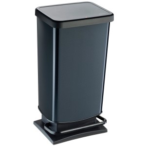 Tret-Mülleimer Paso 40 l in Metallic Carbon mit Absenkautomatik.