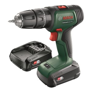 Trapano avvitatore a percussione a batteria Bosch UniversalImpact 18V con batteria e set di 241 accessori.