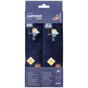 Cartrend Gurtpolster Kids Heroes Blau, 2er-Set für mehr Komfort und Sicherheit im Auto.