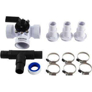 Steinbach Bypass Set per tubo piscina 32/38 mm, accessorio riscaldatore piscina con valvola a 3 vie, raccordo a T, ugelli e fascette per tubo.