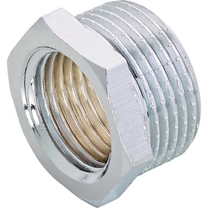 Riduttore filettato in ottone cromato, da 18,6 mm a 26,4 mm, per raccordi filettati.