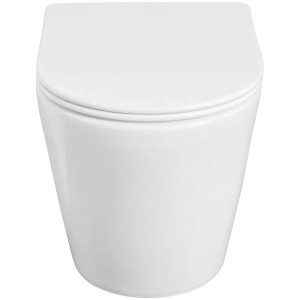 AquaSu® Set WC a terra Quinn bianco, senza brida, vista frontale.