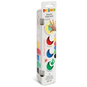 Primo Fingermalfarbe, 6 Farben à 25ml im Set, für kreatives Malen auf Papier, Holz und Glas.