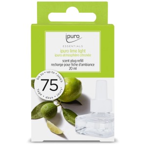 Ipuro Nachfülltank Lime Light für Duftstecker, 20 ml, mit Limetten-Motiv auf der Verpackung.