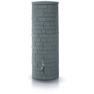 Arves Arcado botte per acqua piovana, 460 l, argento con rubinetto. Serbatoio acqua piovana effetto pietra naturale.