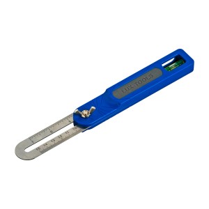 LUX Fausse équerre en plastique 240 mm Classic : Rapporteur d'angle avec niveau à bulle et échelle.