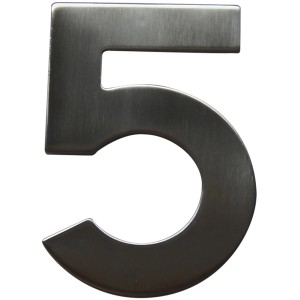 Numéro de maison en acier inoxydable n° 5 pour un montage facile sur la maison.