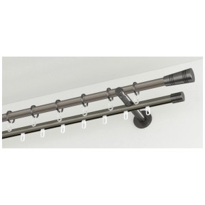 Gardinia Chicago Gardinenstange mit Innenlauf, Titan, Ø 20 mm, 2-läufig, für Fensterdekoration.