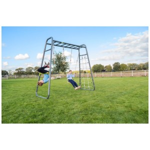 Exit Toys GetSet Monkeybar MB200: struttura in acciaio con bambini che giocano in giardino.