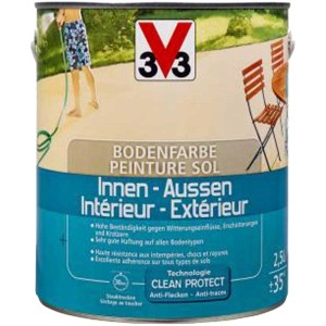 Weiss Spezial-Bodenfarbe 2,5l für Innen & Aussen. Abriebfeste Fussbodenfarbe.