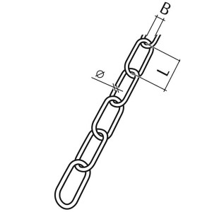 Zeichnung einer schwarzen Conacord Ringkette aus Stahl, 2 mm stark, 16 mm lang.