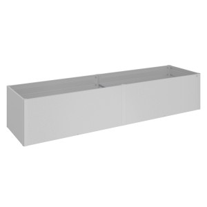 Aiuola rialzata in metallo Biohort, 397x102x77 cm, color argento metallizzato. Ideale per giardino e terrazza.