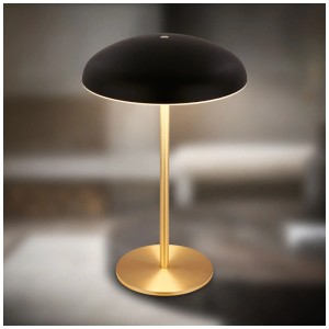 Lampe de table LED dimmable Briloner Caxa en laiton/noir, idéale pour l'intérieur et l'extérieur.