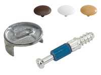 Hettich Verbindungsbeschlag mit Abdeckkappen Stahl Ø 25 x 24,5 mm / 8 Stk.