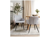 Beliani Chaise de salle à manger Casmalia tissu de velours Gris 2 pcs