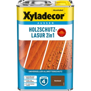Xyladecor Impregnante per legno 2in1 noce, latta da 4 litri per una protezione duratura.