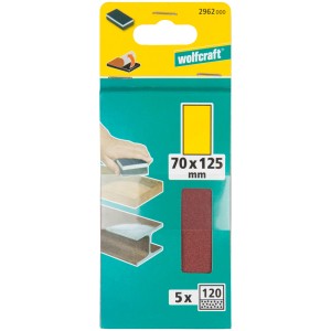 Strisce abrasive adesive Wolfcraft, grana 120, 5 pezzi, per legno e metallo.