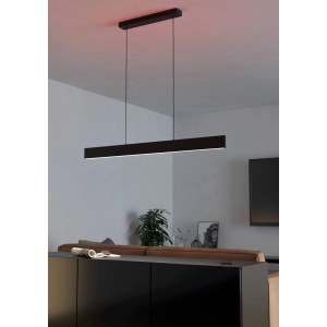 Lampada a sospensione LED nera Eglo Connect Andreas-Z, 119 cm, con funzione RGB/CCT.