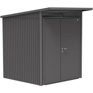 Abri de jardin métallique Biohort AvantGarde A1 gris foncé métallisé avec double porte.