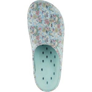Zoccolo Blackfox Lily azzurro taglia 37 con motivo floreale, ideale come abbigliamento da giardino.