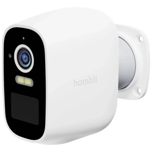 Hombli Smart Akku-Überwachungskamera in Weiß für den Außenbereich.