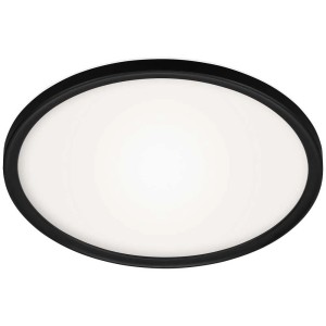Panneau LED rond noir Brilo Slim, Ø 29,3 cm, pour montage au plafond.