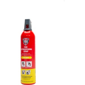 Aérosol extincteur Stopfire rouge pour huile et graisse, 750 ml, pour cuisine, maison, voiture et bateau.
