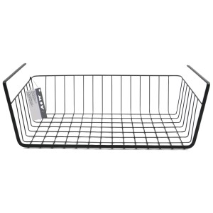 Schwarzer MSV Regalkorb aus Stahl, 10x37x25,5 cm, für Küche und Haushalt.