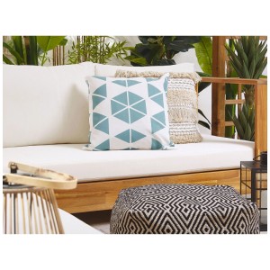 Beliani Cuscini giardino Rigosa in poliestere bianco e blu 45 x 45 cm / set 2