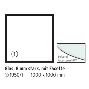Plaque de sol carrée en verre pour poêles, 100x100 cm, transparent.