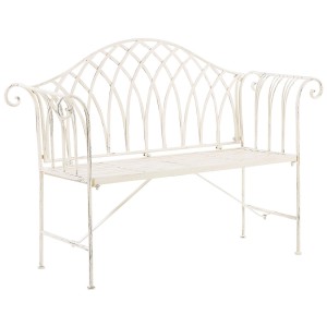 Élégant banc de jardin Beliani Milazzo en métal blanc de style Art nouveau pour jardin et balcon.
