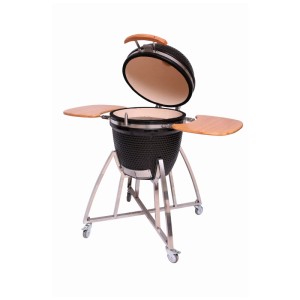 Ensemble de grill céramique Buschbeck Kamado XL avec étagères, grille, pierre à pizza et housse.