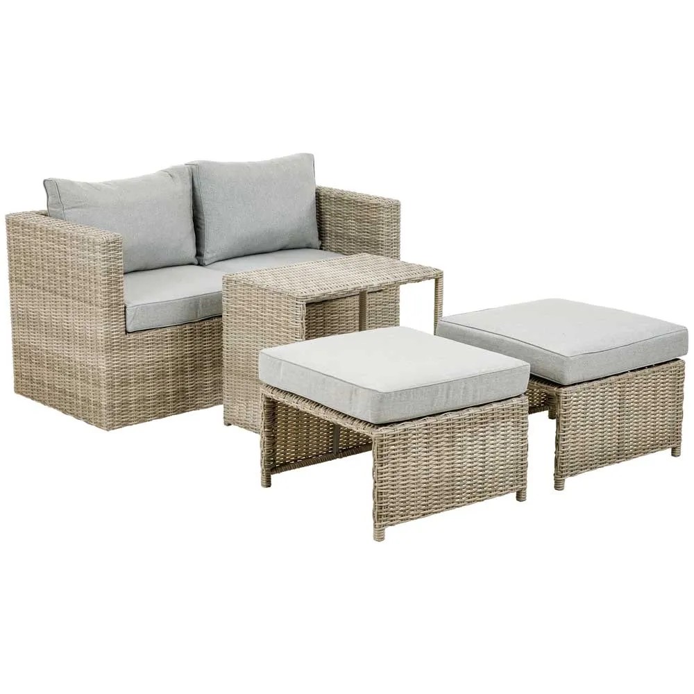 Greemotion Gartenmöbel LoungeSet Olea Mini Polyrattan Sand 5tlg
