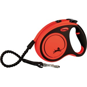 Flexi Xtreme guinzaglio avvolgibile, taglia M, 5 m, nero/arancio. Guinzaglio per cani con impugnatura morbida e ammortizzatore.
