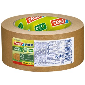 Nastro adesivo Tesa Pack Paper marrone, 50 m x 50 mm, per imballaggio e sigillatura.