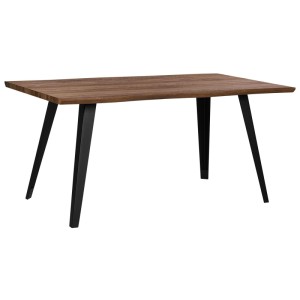 Table de salle à manger Beliani Witney, plateau MDF marron foncé, pieds en métal noir.