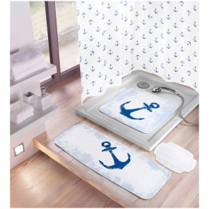 Kleine Wolke Duscheinlage Anchor, dunkelblau, 55x55cm mit Anker-Motiv für rutschfesten Halt in der Dusche.
