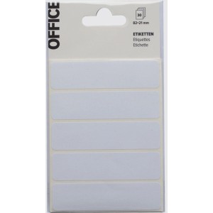 Office Etiketten, weiss, 82x21 mm, 30 Stück. Selbstklebende, rechteckige Etiketten für Büro und Haushalt.