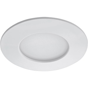 Spot encastrable LED Briloner blanc, 8,5 cm de diamètre, pour montage au plafond.
