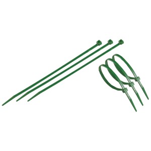 Colliers de serrage verts Tenax Fix-Tie L, 20 cm, 50 pièces, pour écrans de balcon.