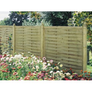 Recinzione a lamelle Mallorca, pino impregnato verde, 180x100 cm, come schermo per la privacy in giardino.