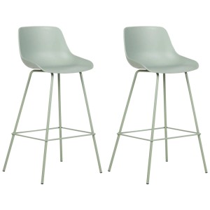 Beliani tabourets de bar Emmet, lot de 2, vert clair, assise en plastique et structure en métal.