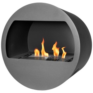 Aduro Bio Ethanol Cheminée B2, cheminée décorative ronde noire avec flammes.