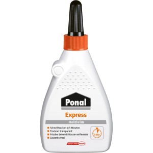 Ponal Express colla per legno in flacone da 120g, asciuga trasparente, ideale per incollaggi del legno.