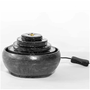 Fontaine d'intérieur Climaqua Modo : Fontaine artisanale en pierre naturelle avec lumière LED et connexion USB.