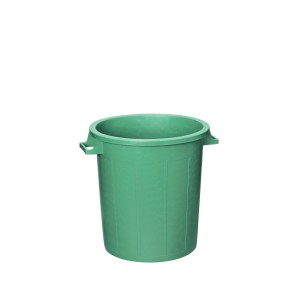 Cestino verde da 50L in plastica robusta per interni ed esterni.