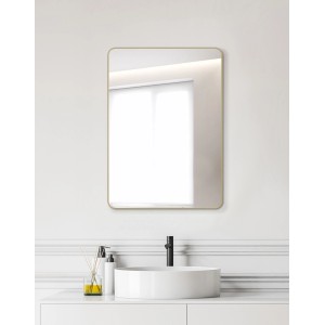 Specchio rettangolare DSK Designspiegel Picasso, 50x70 cm, con cornice in alluminio dorato in bagno.