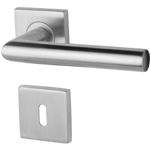 Set maniglia a rosetta Monte Carlo, acciaio inox satinato, chiave Yale, ferramenta per porte