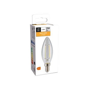 E14 LED-Lampe in Kerzenform, 2,5 W, warmweiß, 250 lm, 9,7x3,5 cm im Karton.