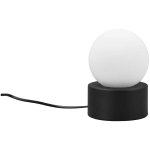 Lampada da tavolo Countess, nero/bianco, con paralume sferico per una luce piacevole.